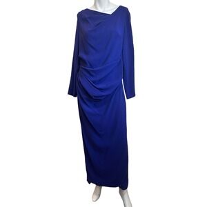 Talbot Runhof Purple Blue Long Asymmetrical Neck Designer Gown sz 14-runs small